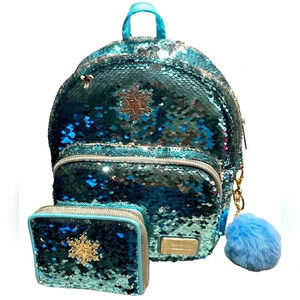 Loungefly x Disney Frozen Elsa Reversible Sequin Mini Backpack and Wallet